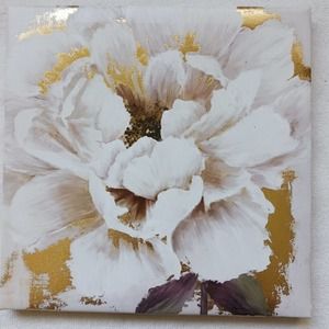 ROSE Gold Leaf French Camelia Flower Floral Luxury Canvas Wall Art Small 8 x 8